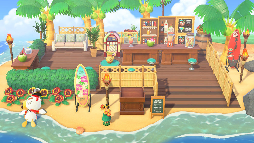 Animal Crossing New Horizons - Bar al atardecer en la playa