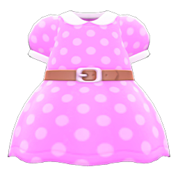 Belted Dotted Dress Animal Crossing New Horizons | ACNH Items - Nookmall